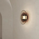 GobekUsa Amber Glass Disc Wall Lamp: Modern Minimalist LED Sconce Lighting Fixture