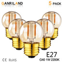 Vintage amber glass led bulb 5-pack for rv and bedroom living room by Decorbites