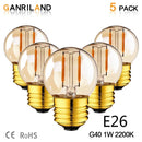 Vintage amber glass led bulb 5-pack for rv and bedroom living room by Decorbites