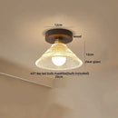 GobekUsa Amber Glass LED Ceiling Light: Modern Aluminum Wood Kitchen Balcony Room Lamp