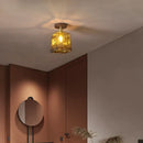 GobekUsa Amber Glass LED Ceiling Light: Modern Aluminum Wood Kitchen Balcony Room Lamp