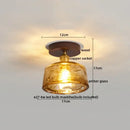 GobekUsa Amber Glass LED Ceiling Light: Modern Aluminum Wood Kitchen Balcony Room Lamp