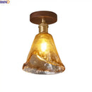 GobekUsa Amber Glass LED Ceiling Light: Modern Aluminum Wood Kitchen Balcony Room Lamp