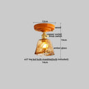 GobekUsa Amber Glass LED Ceiling Light: Modern Aluminum Wood Kitchen Balcony Room Lamp