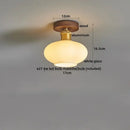 GobekUsa Amber Glass LED Ceiling Light: Modern Aluminum Wood Kitchen Balcony Room Lamp