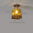 GobekUsa Amber Glass LED Ceiling Light: Modern Aluminum Wood Kitchen Balcony Room Lamp