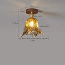 GobekUsa Amber Glass LED Ceiling Light: Modern Aluminum Wood Kitchen Balcony Room Lamp