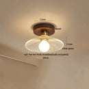 GobekUsa Amber Glass LED Ceiling Light: Modern Aluminum Wood Kitchen Balcony Room Lamp
