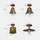GobekUsa Amber Glass LED Ceiling Light: Modern Aluminum Wood Kitchen Balcony Room Lamp