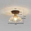 GobekUsa Amber Glass LED Ceiling Light: Modern Aluminum Wood Kitchen Balcony Room Lamp