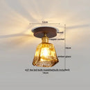 GobekUsa Amber Glass LED Ceiling Light: Modern Aluminum Wood Kitchen Balcony Room Lamp