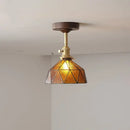 GobekUsa Amber Glass LED Ceiling Light Modern Wood Canopy Kids Room Fixture
