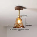 GobekUsa Amber Glass LED Ceiling Light Modern Wood Canopy Kids Room Fixture