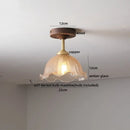 GobekUsa Amber Glass LED Ceiling Light Modern Wood Canopy Kids Room Fixture