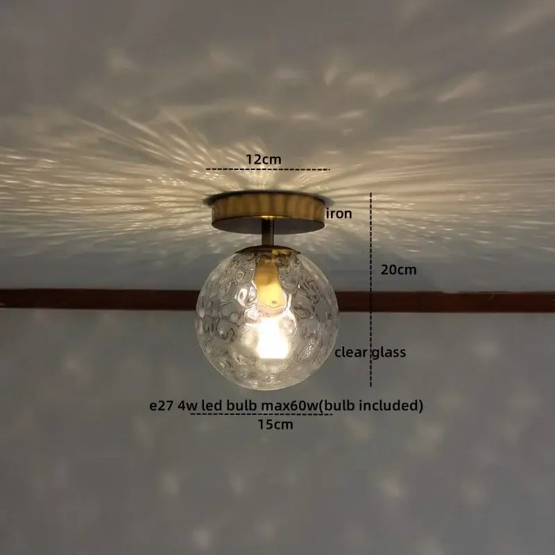 GobekUsa Amber Glass LED Ceiling Lights Modern Home Lighting Copper Socket, photo 28 of 28