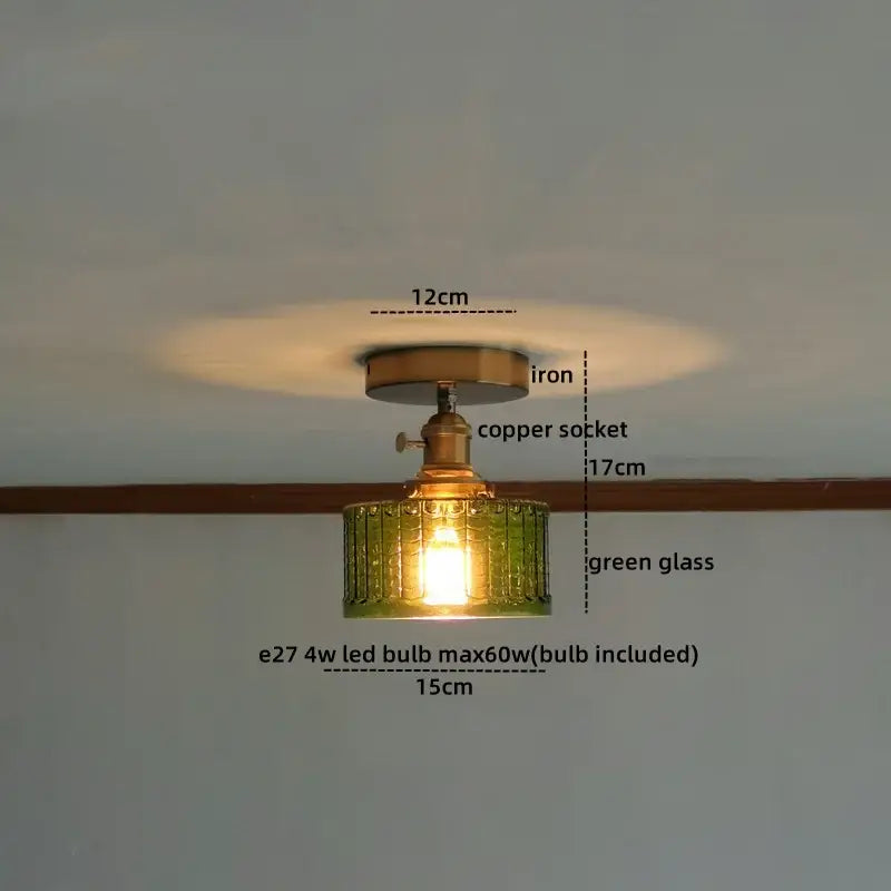 GobekUsa Amber Glass LED Ceiling Lights Modern Home Lighting Copper Socket, photo 24 of 28