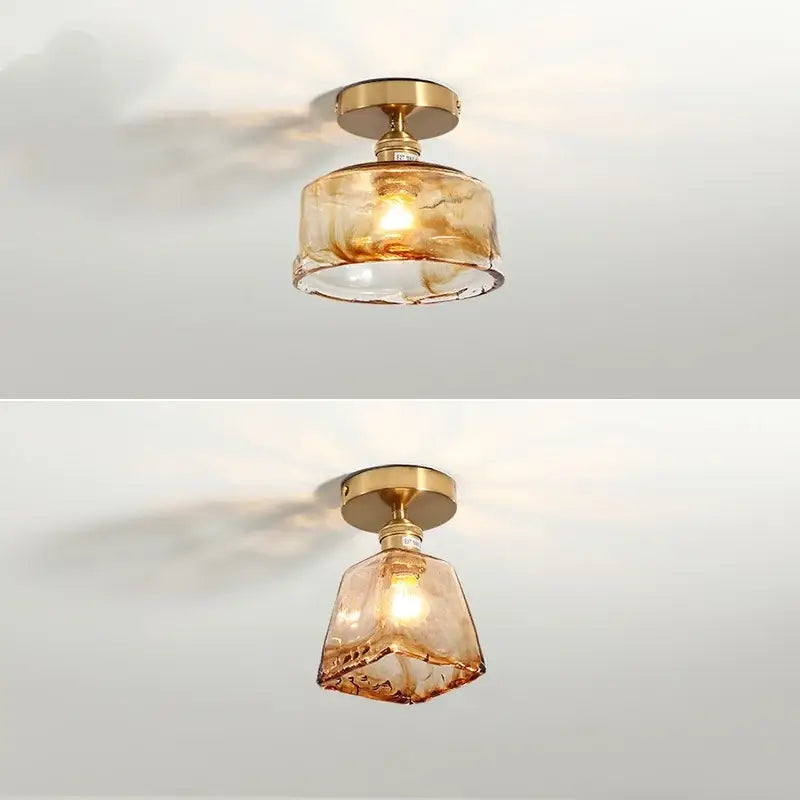 GobekUsa Amber Glass LED Ceiling Lights Modern Home Lighting Copper Socket, photo 5 of 28
