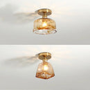 GobekUsa Amber Glass LED Ceiling Lights Modern Home Lighting Copper Socket