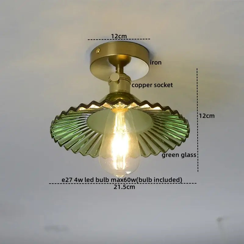 GobekUsa Amber Glass LED Ceiling Lights Modern Home Lighting Copper Socket, photo 18 of 28
