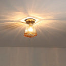 GobekUsa Amber Glass LED Ceiling Lights Modern Home Lighting Copper Socket