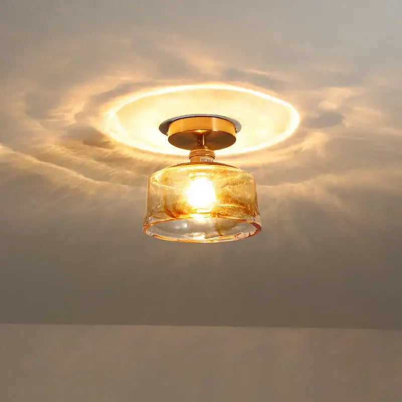 GobekUsa Amber Glass LED Ceiling Lights Modern Home Lighting Copper Socket, photo 2 of 28