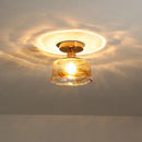 GobekUsa Amber Glass LED Ceiling Lights Modern Home Lighting Copper Socket