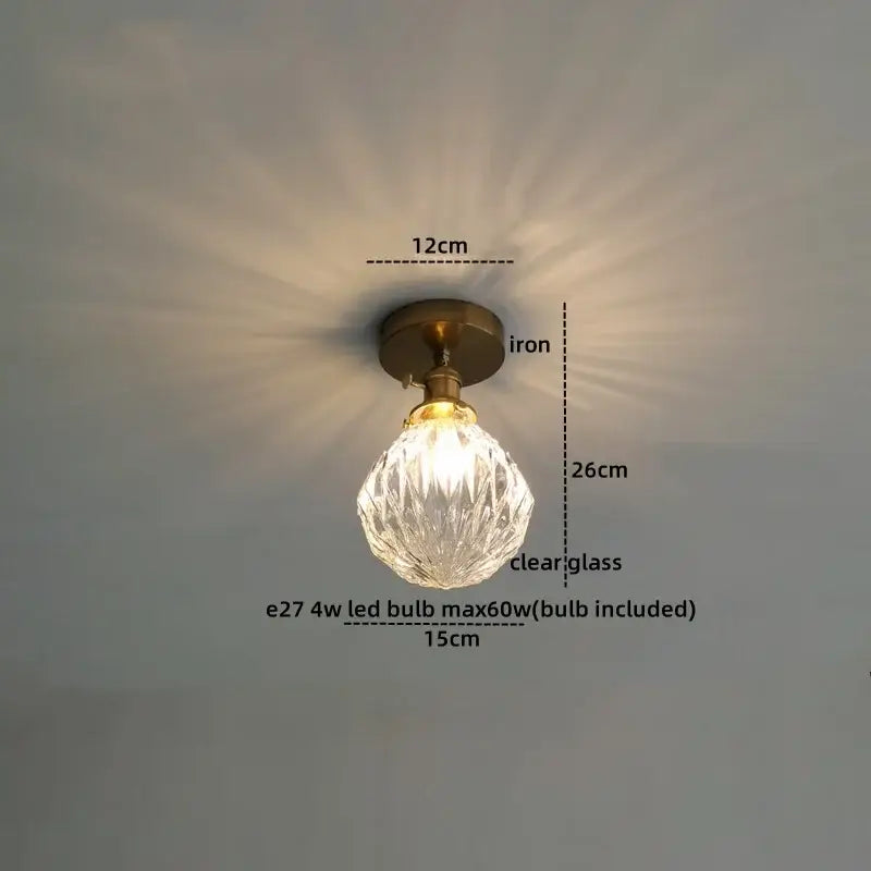 GobekUsa Amber Glass LED Ceiling Lights Modern Home Lighting Copper Socket, photo 22 of 28