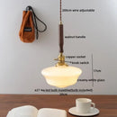 GobekUsa Amber Glass LED Pendant Lamp, Copper Walnut Hanging Light Fixture for Home Decor