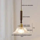 GobekUsa Amber Glass LED Pendant Lamp, Copper Walnut Hanging Light Fixture for Home Decor