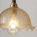 GobekUsa Amber Glass LED Pendant Lamp, Copper Walnut Hanging Light Fixture for Home Decor