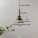 GobekUsa Amber Glass LED Pendant Lamp, Copper Walnut Hanging Light Fixture for Home Decor