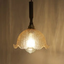 GobekUsa Amber Glass LED Pendant Lamp, Copper Walnut Hanging Light Fixture for Home Decor