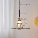 GobekUsa Amber Glass LED Pendant Lamp, Copper Walnut Hanging Light Fixture for Home Decor