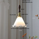 GobekUsa Amber Glass LED Pendant Lamp Walnut Wood Copper Hanging Light