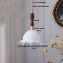 GobekUsa Amber Glass LED Pendant Lamp Walnut Wood Copper Hanging Light