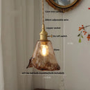 GobekUsa Amber Glass LED Pendant Lamp with Adjustable Wire for Dining Room and Kitchen