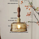 GobekUsa Amber Glass LED Pendant Lamp with Adjustable Wire for Dining Room and Kitchen
