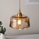 GobekUsa Amber Glass LED Pendant Lamp with Adjustable Wire for Dining Room and Kitchen