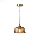 GobekUsa Amber Glass LED Pendant Lamp with Adjustable Wire for Dining Room and Kitchen