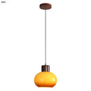 GobekUsa Amber Glass LED Pendant Light for Kitchen Cafe Restaurant Rustic Wood Interior Lighting