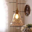 GobekUsa Amber Glass LED Pendant Light - Modern Copper Hanging Fixture