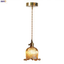 GobekUsa Amber Glass LED Pendant Light - Modern Copper Hanging Fixture