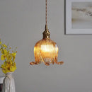GobekUsa Amber Glass LED Pendant Light - Modern Copper Hanging Fixture