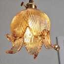 GobekUsa Amber Glass LED Pendant Light - Modern Copper Hanging Fixture