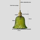 GobekUsa Amber Glass LED Pendant Light - Modern Copper Hanging Fixture