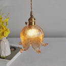 GobekUsa Amber Glass LED Pendant Light - Modern Copper Hanging Fixture