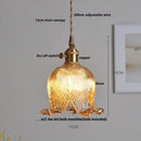 GobekUsa Amber Glass LED Pendant Light - Modern Copper Hanging Fixture