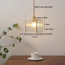 GobekUsa Amber Glass LED Pendant Light - Nordic Modern Copper Suspension Luminaire for Home