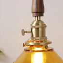 GobekUsa Amber Glass LED Pendant Light with Walnut Handle for Dining Living Room
