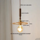 GobekUsa Amber Glass LED Pendant Light with Walnut Handle for Dining Living Room